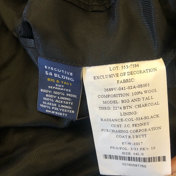 Stafford® Executive Super 100 Wool Classic Black Blazer Suit Jacket 54 B&T BLong - Picture 10 of 16